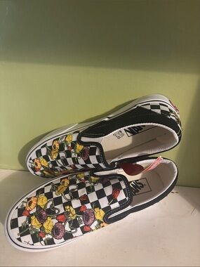 Vans Women Checkerboard Floral Slip-On Sneakers - Black/White/Yellow/Red